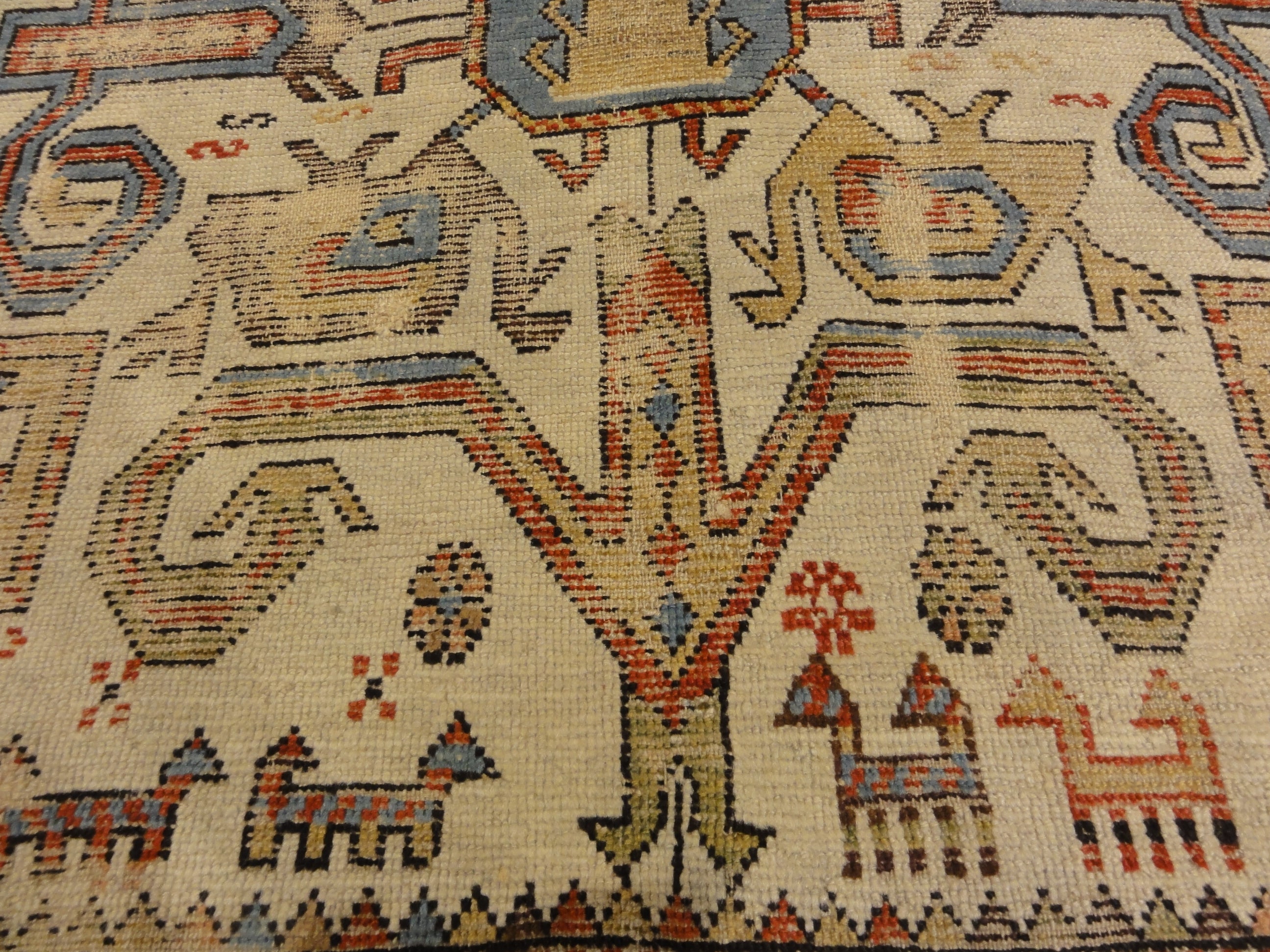 Antique Early Caucasian Proto Northern Kurdish Rug Circa 1700s. A piece of antique woven carpet art sold by Santa Barbara Design Center, Rugs and More.