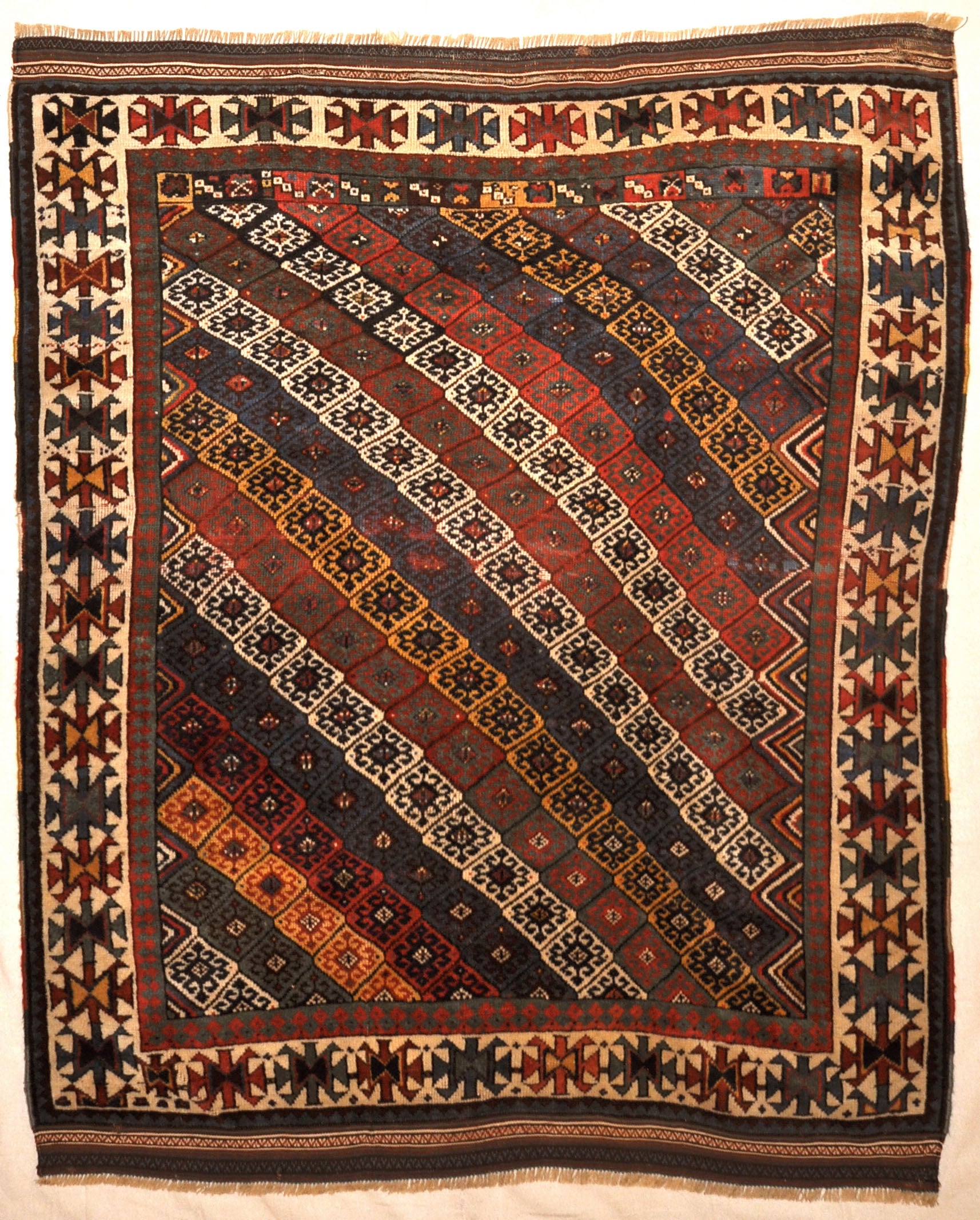 Unique Rare Jaf Kurd Rug Circa 1860s. A piece of genuine authentic woven carpet art sold by the Santa Barbara Design Center, Rugs and More.