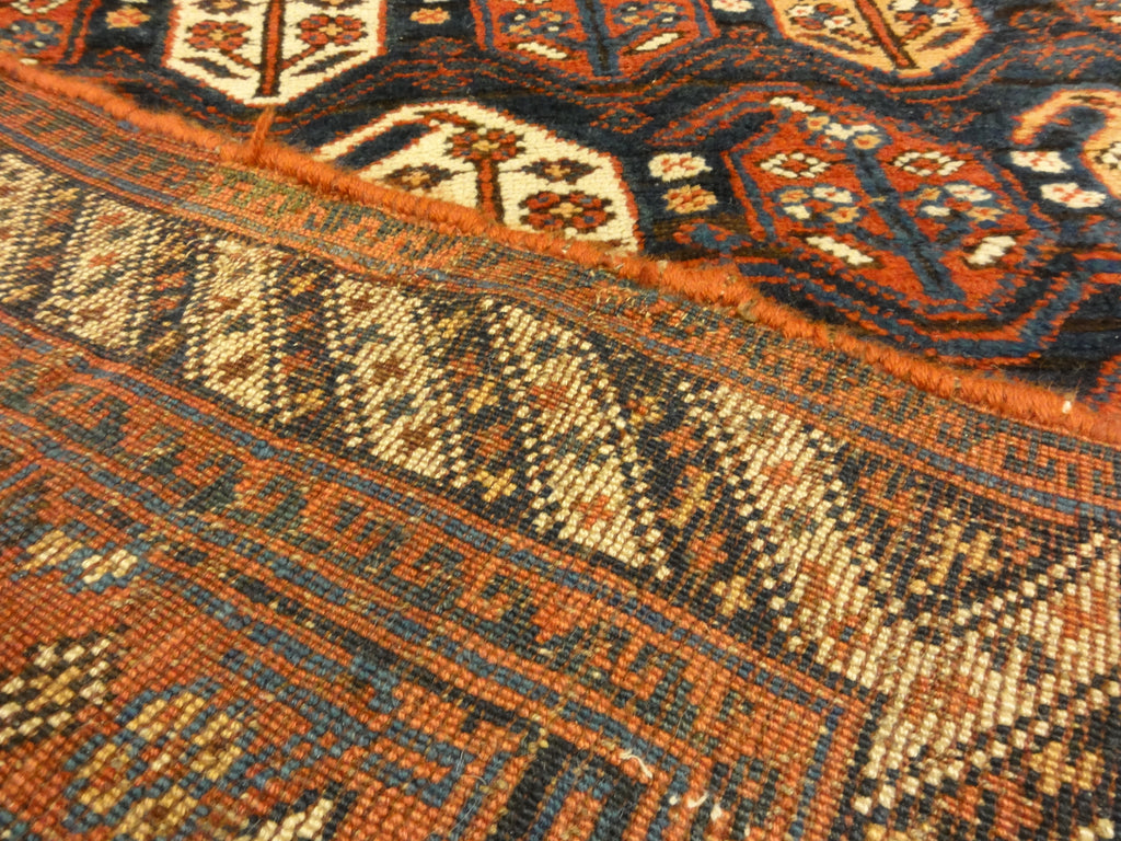 Rare 1870s Antique Boteh Afshar. A piece of authentic genuine antique woven carpet art sold by Santa Barbara Design Center, Rugs and More.