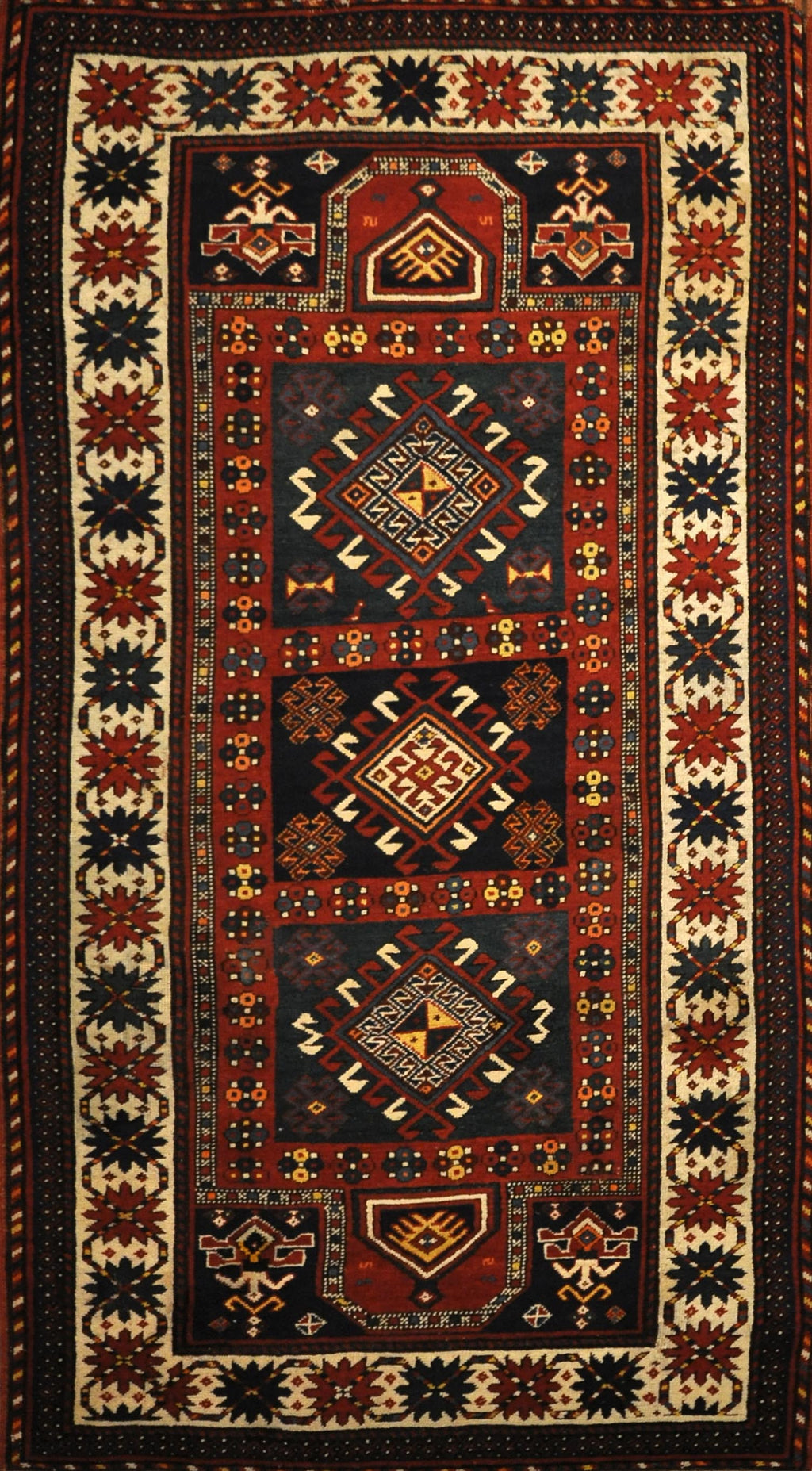 Antique Kazak Double Prayer Rug. A piece of genuine authentic antique woven carpet art sold by Santa Barbara Design Center, Rugs and More.