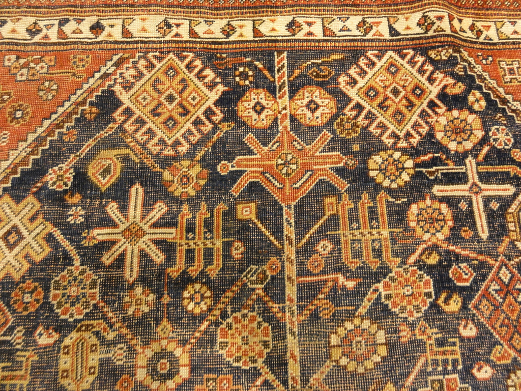 30654 Antique Qashqai Kashkuli Rug ca.1850