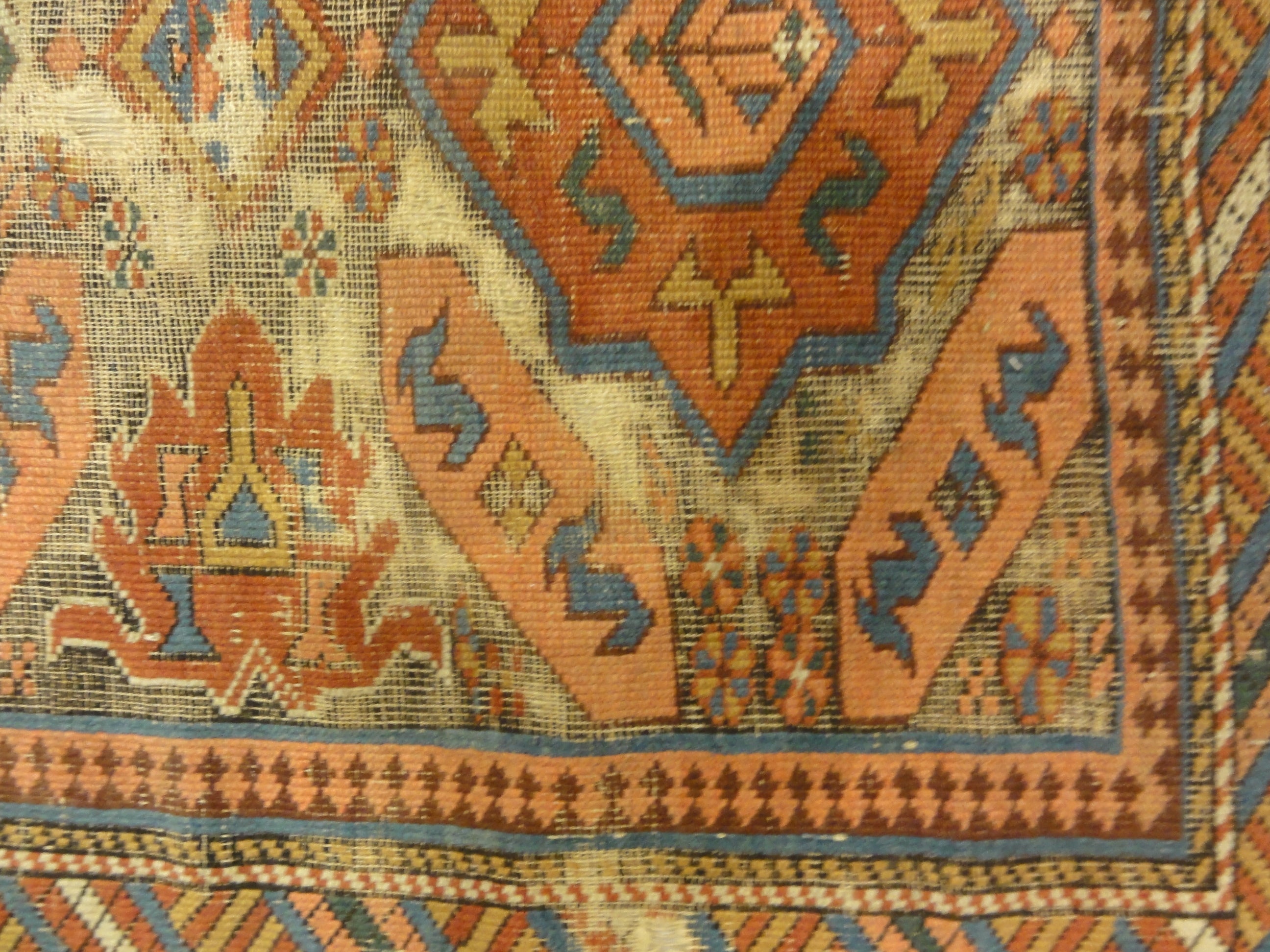 Antique Kuba East Caucasian Rug. A piece of genuine authentic woven carpet art sold by Santa Barbara Design Center, Rugs and More.