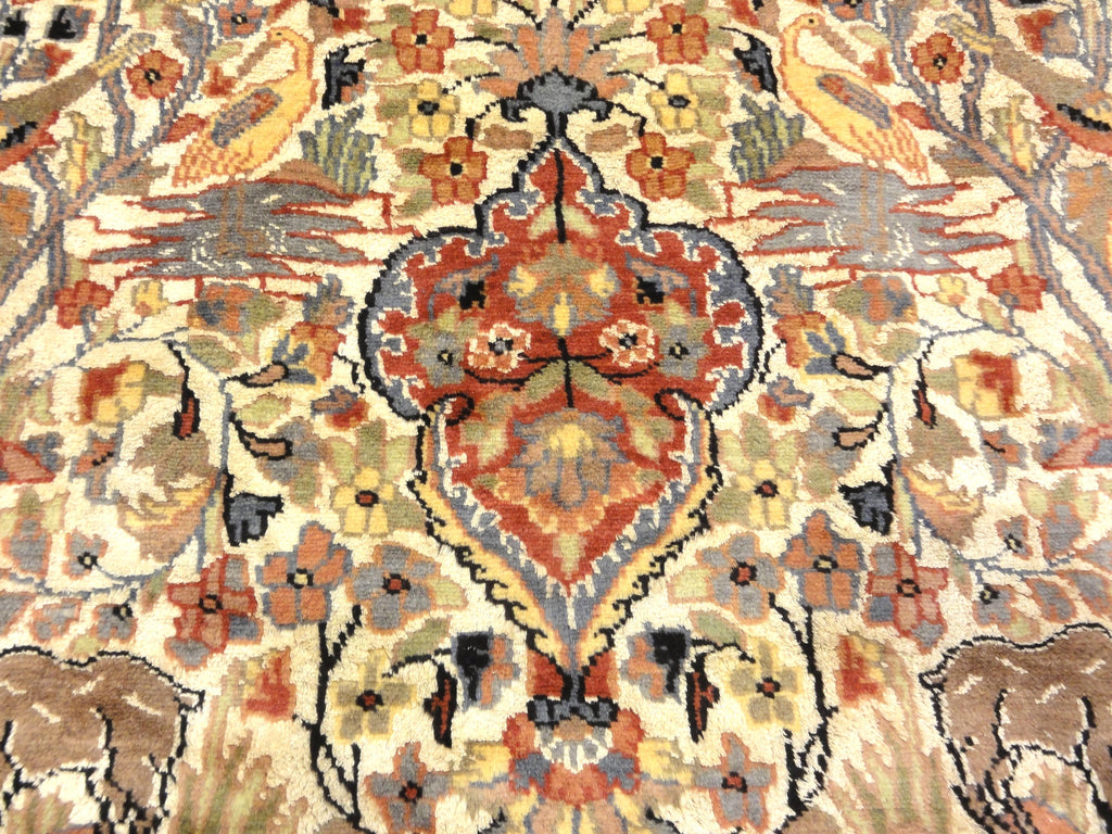 Fine Kashmiri Silk rug is a hand-knotted oriental rug from Kashmir. Kashmir rugs or carpets have intricate designs that are primarily oriental, floral style in a range of colors, sizes and quality.