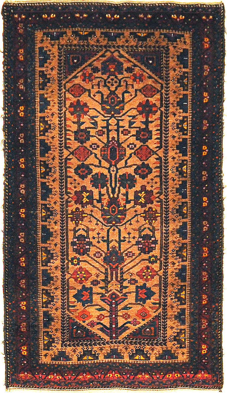 Antique Original Beluch Prayer Rug. A piece of genuine woven carpet art sold by Santa Barbara Design Center, Rugs and More.