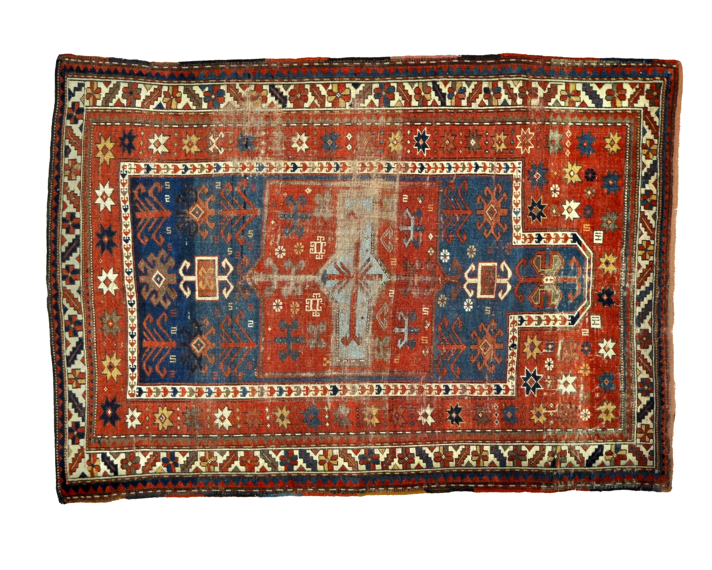 antique Shirvan fakhralou Prayer Rug