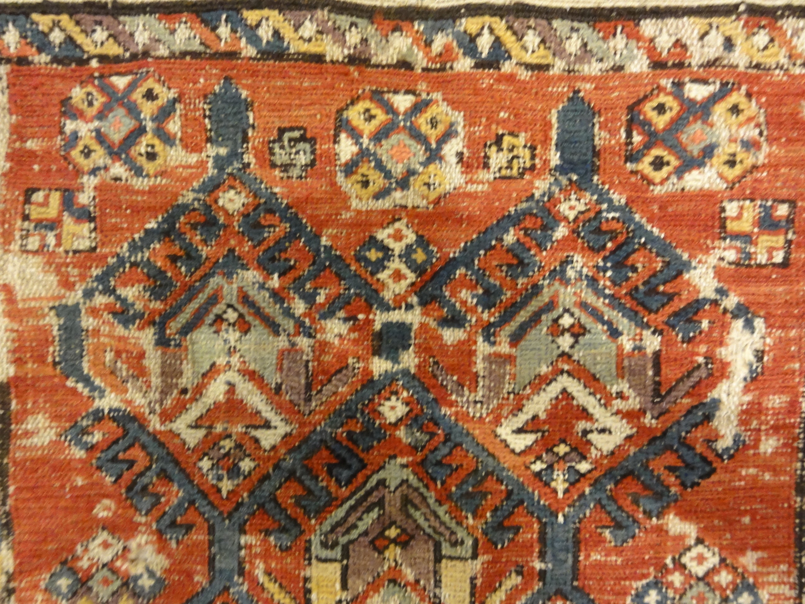 Antique Rare Size and Design Soumak Rug. A piece of genuine antique woven carpet art sold by the Santa Barbara Design Center, Rugs and More.