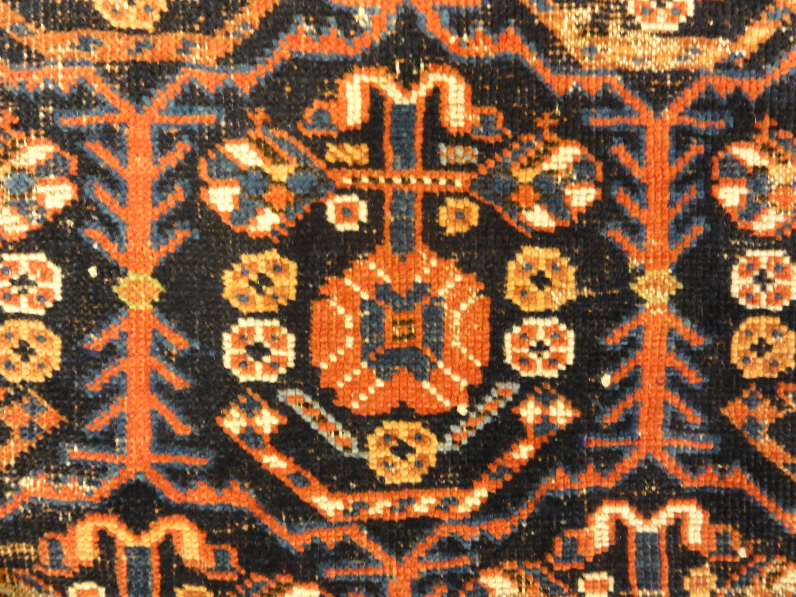 Antique Handwoven Persian Afshar Botteh. A piece of genuine, intricate woven carpet art sold by Santa Barbara Design Center Rugs and More.