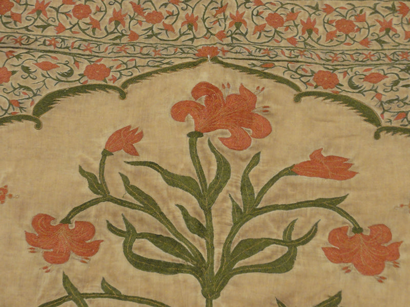 31719 Rare Antique Mughal Imperial Tent Panel Needlework 17th. Century