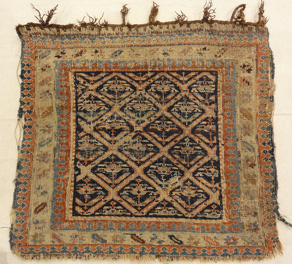 Antique Soumakh Herati Rug. A piece of antique woven carpet art sold at Santa Barbara Design Center Rugs and More in Santa Barbara, California.