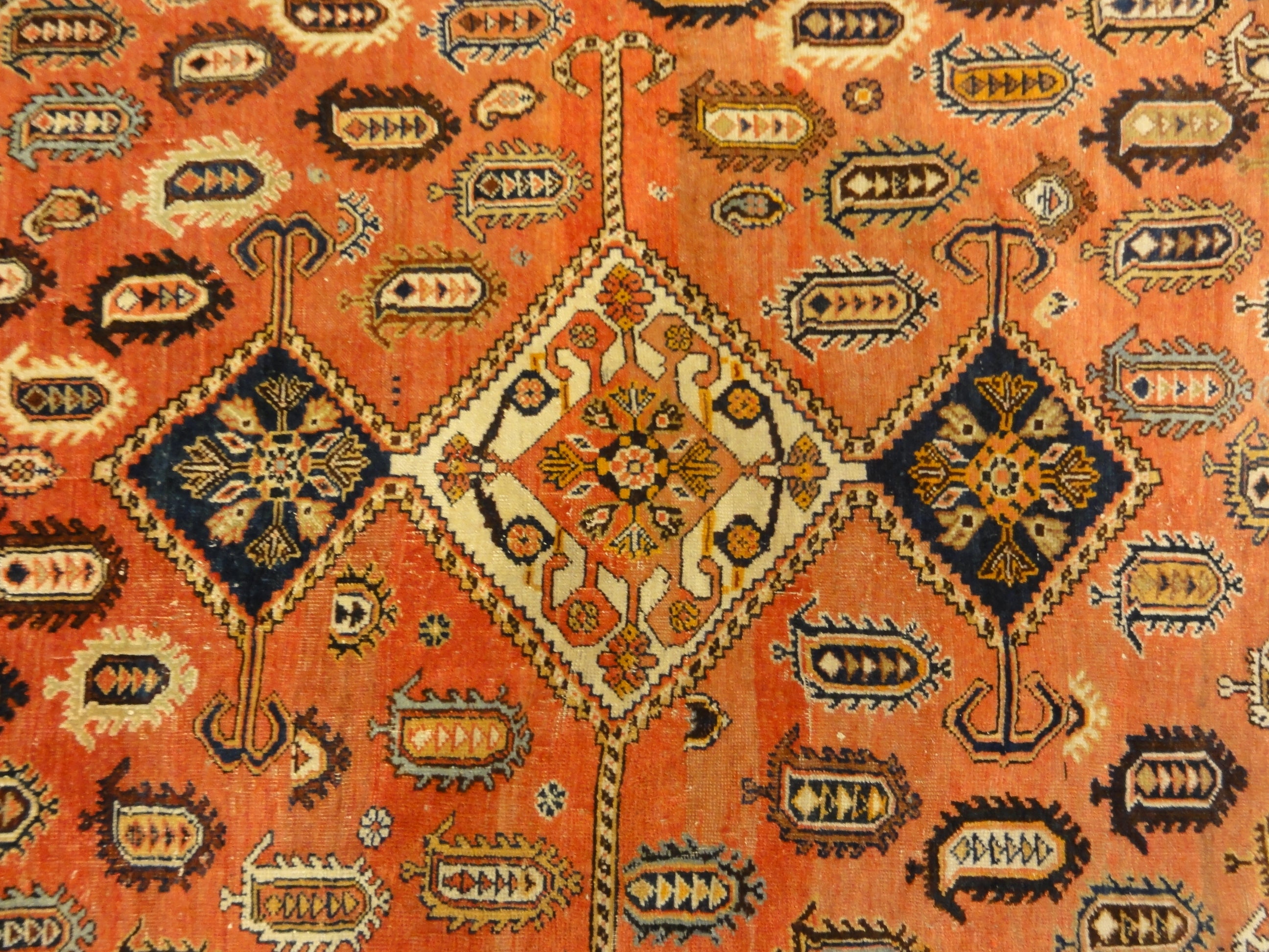 29856 important Antique Qashqai gift of the Khan with silk wefts in perfect conservation ca. 1870