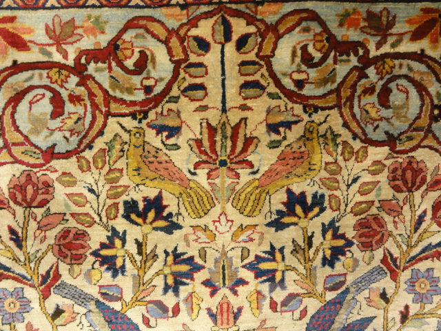 Fine Antique Silk Persian Kashan Tree of Life Rug 30103