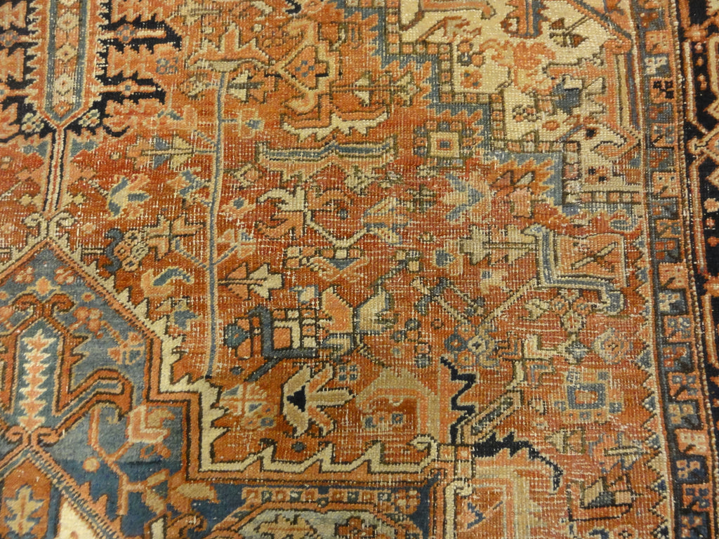Antique Heriz Rug. A piece of genuine authentic antique woven carpet art sold by the Santa Barbara Design Center, Rugs and More.