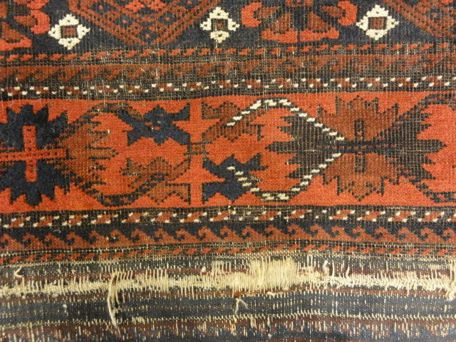 Antique Original Persian Baluch Rug with Original Ends 30084