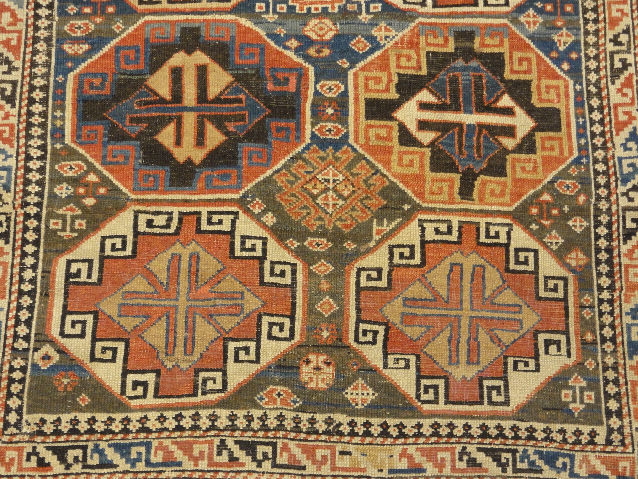 antique Kazak Memling Gul Rug 30641