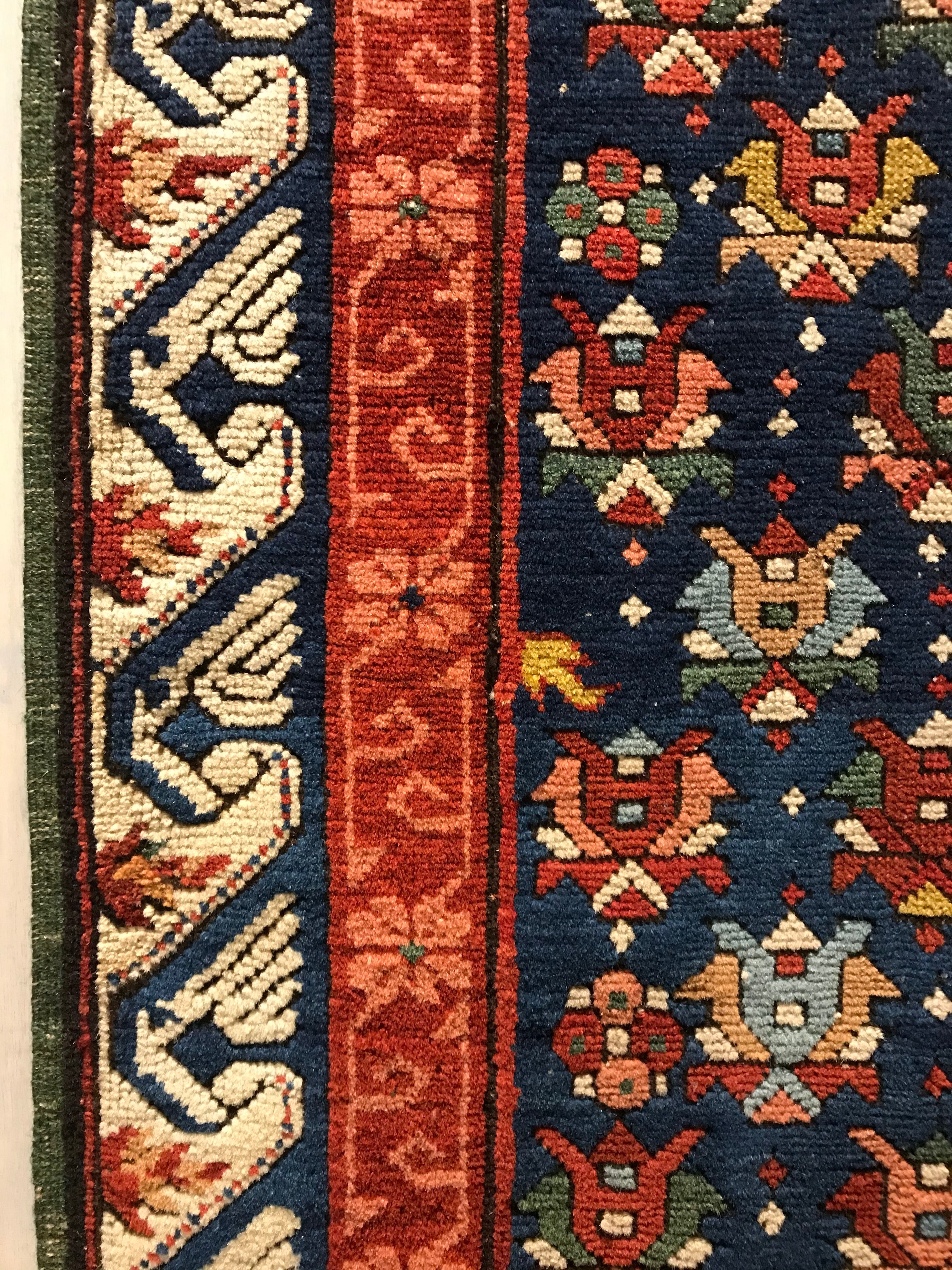 Rare Antique Cabbage Rose Seychour Rug ca. 1850's 30653