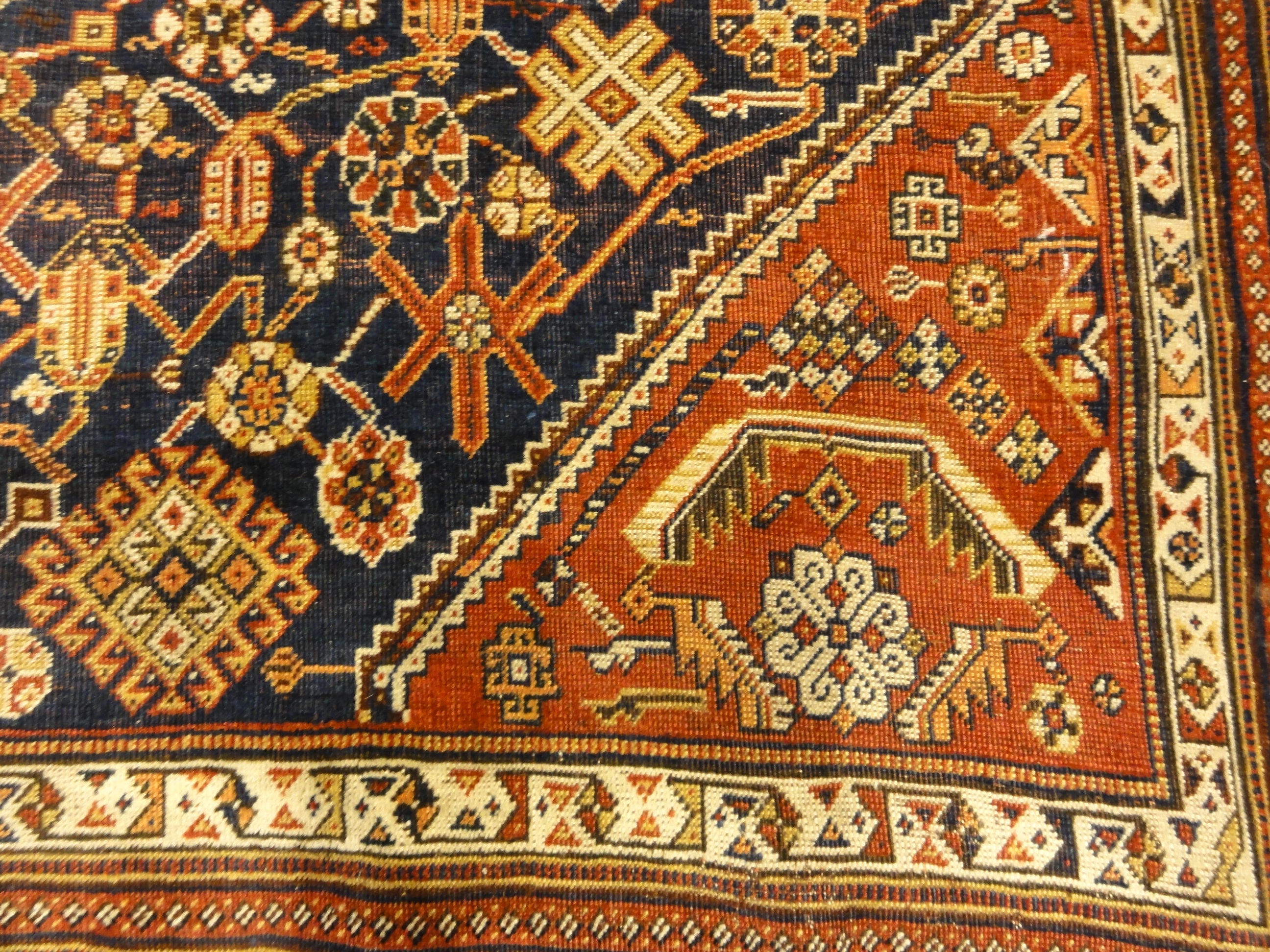 30654 Antique Qashqai Kashkuli Rug ca.1850