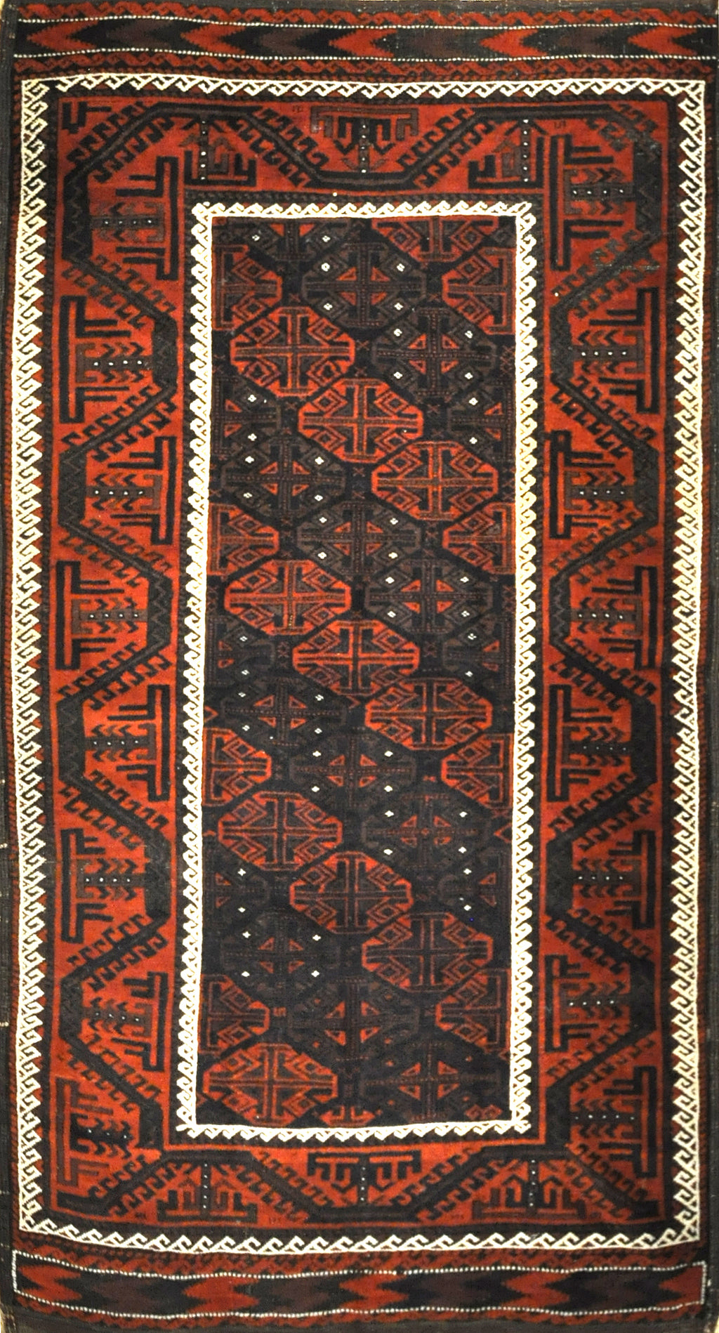 Antique Original Afghani Beluch Circa 1900. A piece of genuine woven carpet art sold by the Santa Barbara Design Center, Rugs and More.