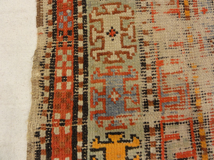 Antique Shirvan Rug. A piece of antique woven carpet art sold by the Santa Barbara Design Center Rugs and More in Santa Barbara, California.