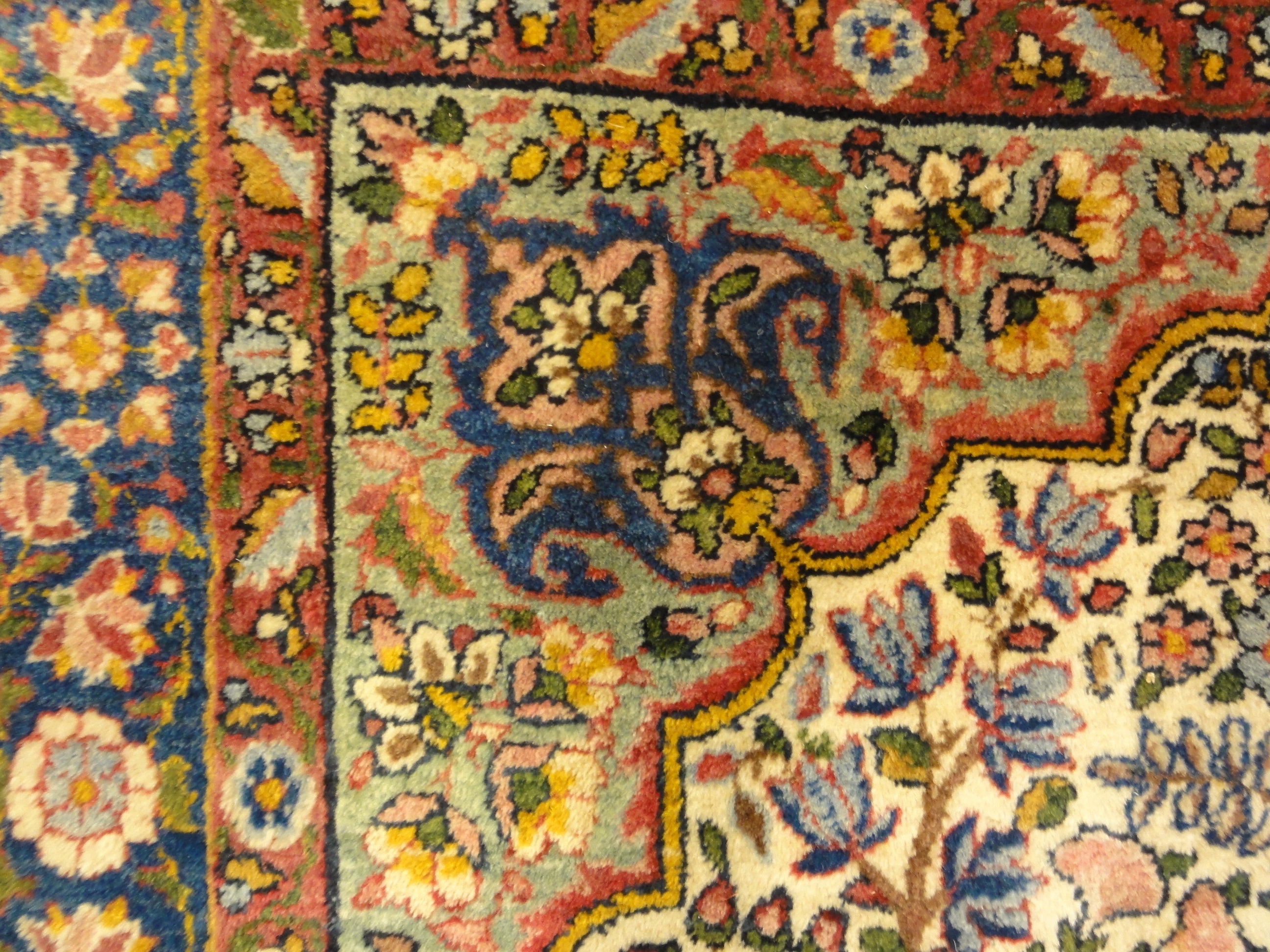 Antique Persian Garden of Paradise Kerman Rug Genuine Authentic Intricate Woven Carpet Art Santa Barbara Design Center Rugs and More