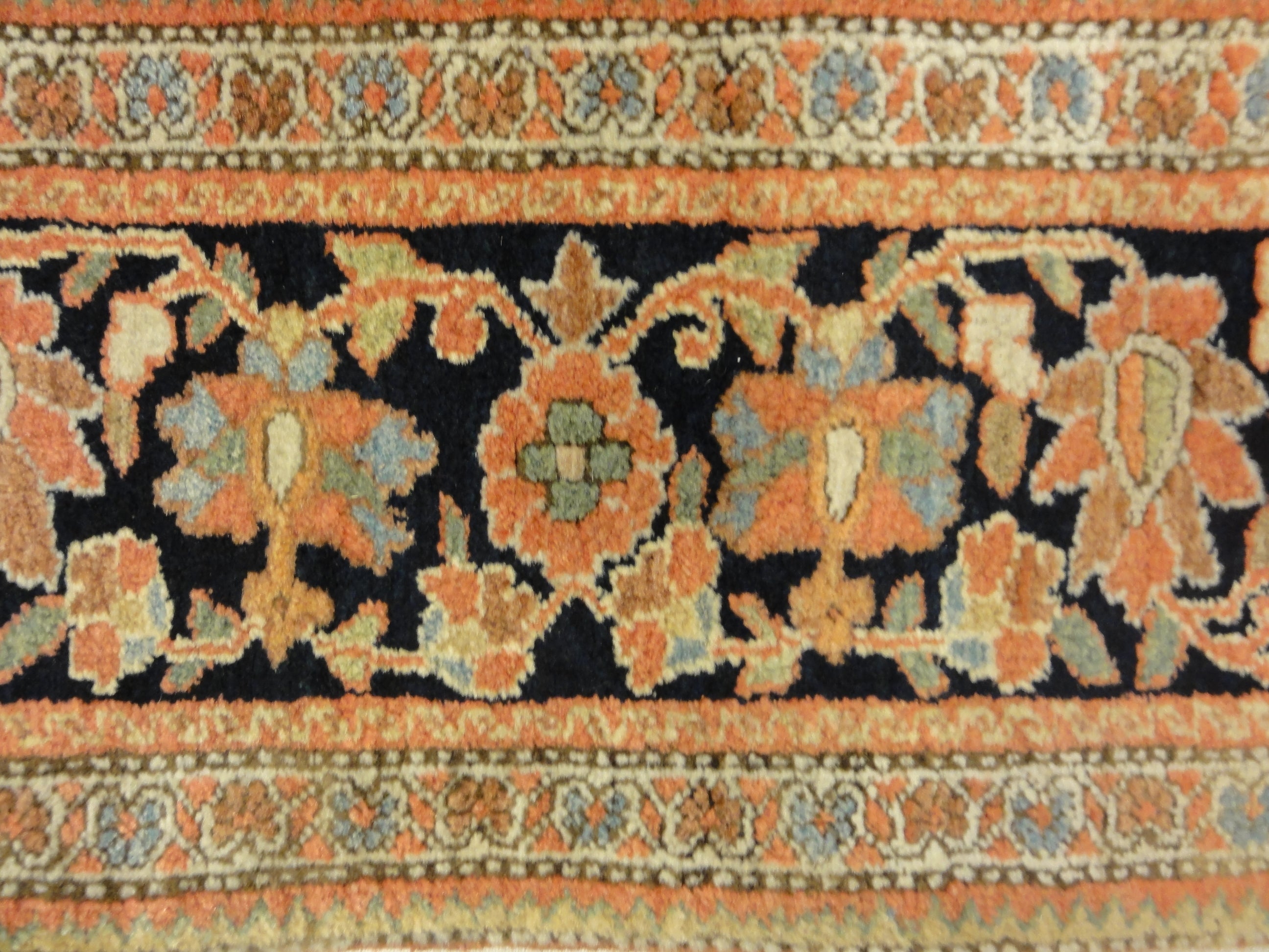 Rare Antique Fine Farahan Circa 1870. A piece of genuine authentic woven carpet art sold by the Santa Barbara Design Center, Rugs and More.