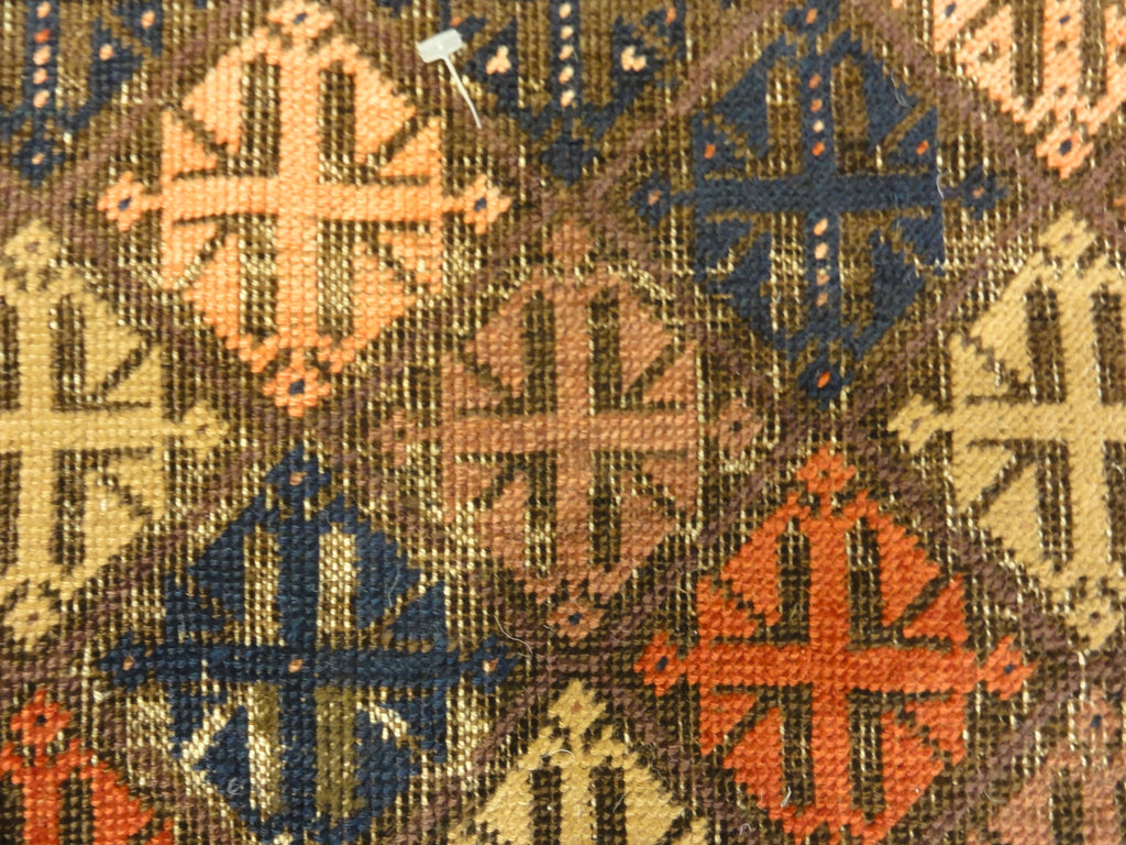 Antique Original Afghani Baluch Multicolor Diamonds 30249