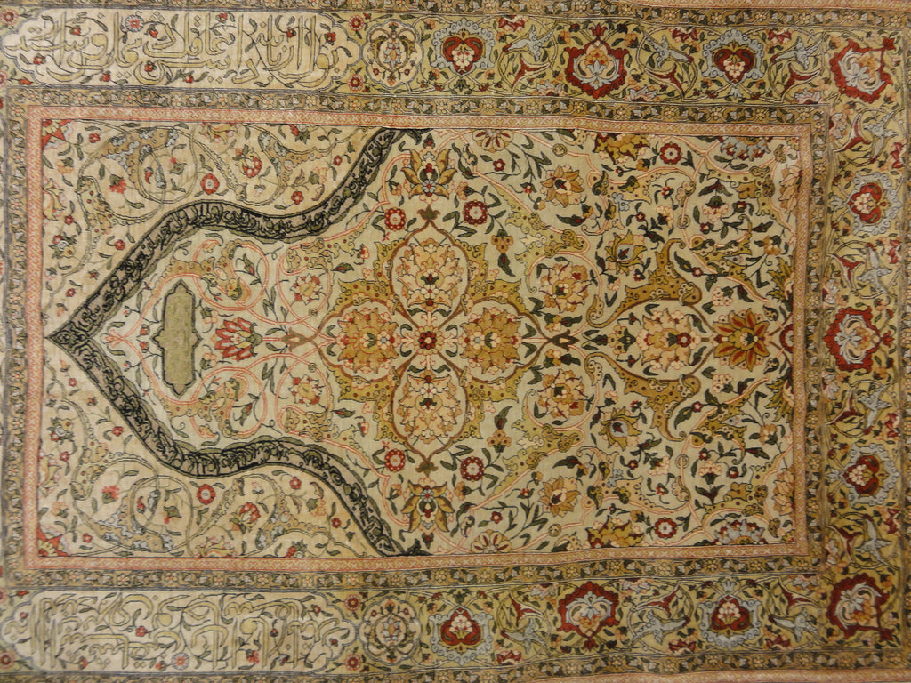 Antique Silk Hereke Turkish with Gold Thread