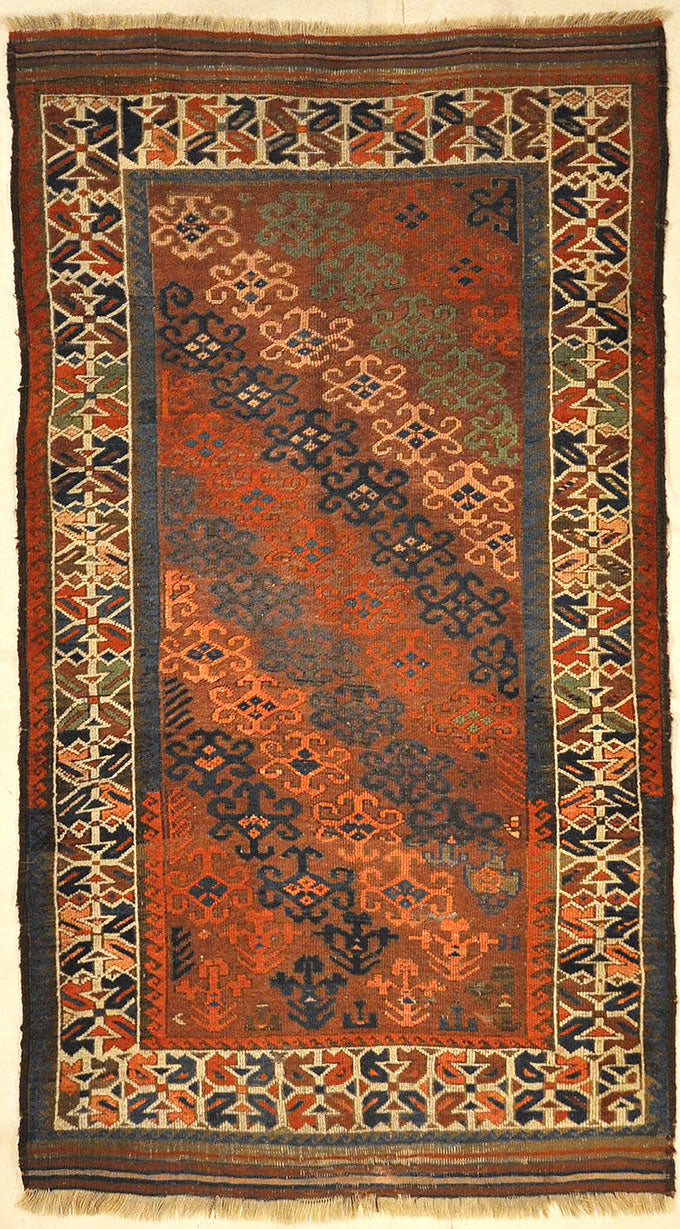 Unique Colorful Circa 1890s Beluch. A piece of genuine authentic woven carpet art sold by Santa Barbara Design Center Rugs and More.