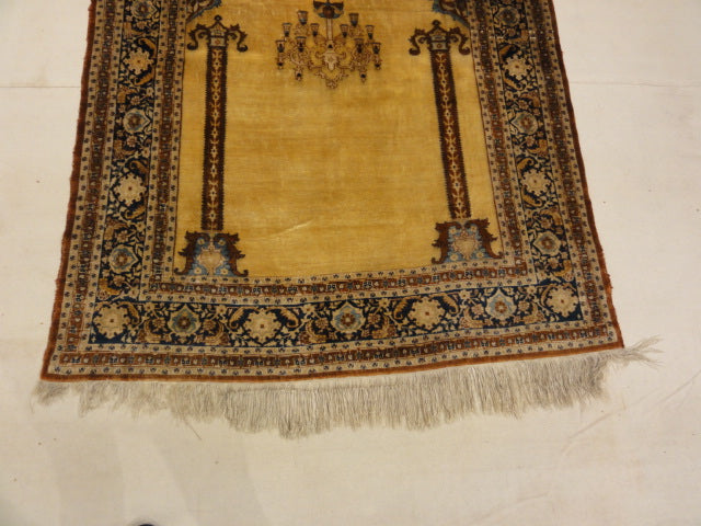 Fine Antique Silk Heriz meditation rug in perfect condition ca.1880 30036