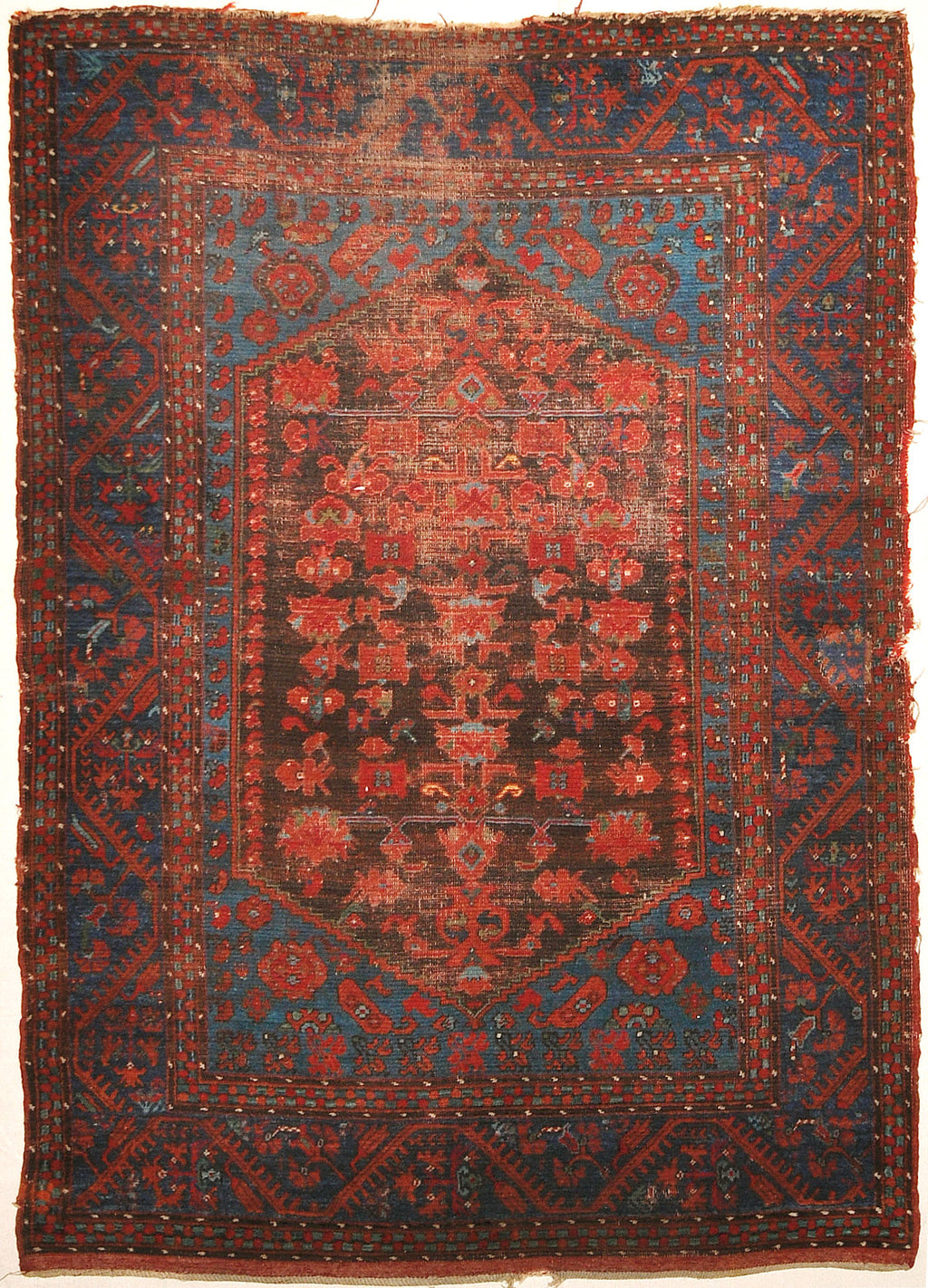 Antique Turkish Kula Rug Circa 1880. A piece of genuine woven carpet art sold by the Santa Barbara Design Center and Rugs and More.