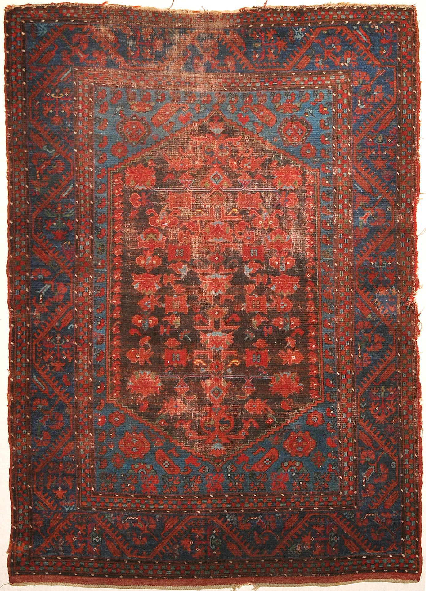 Antique Turkish Kula Rug Circa 1880. A piece of genuine woven carpet art sold by the Santa Barbara Design Center and Rugs and More.