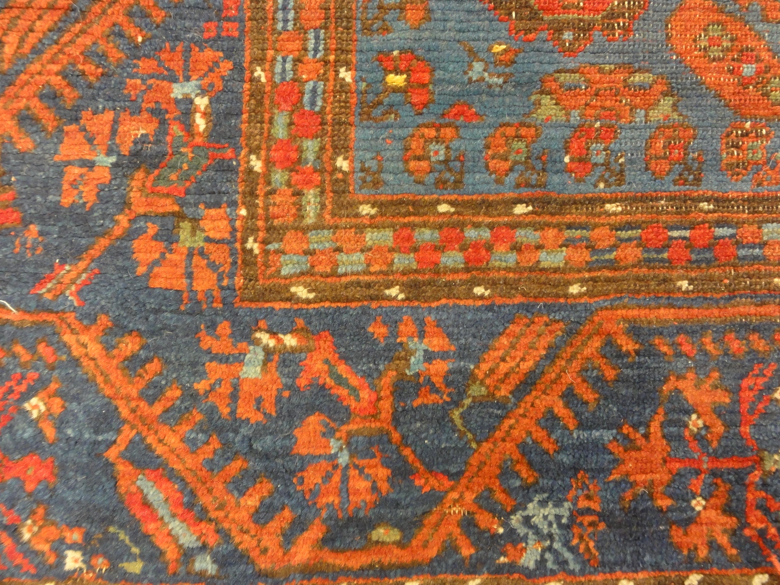 Antique Turkish Kula Rug Circa 1880. A piece of genuine woven carpet art sold by the Santa Barbara Design Center and Rugs and More.