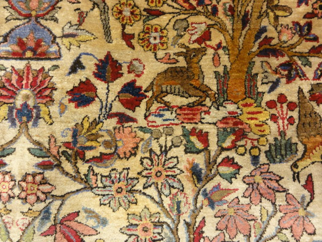 Fine Antique Silk Persian Kashan Tree of Life Rug 30103