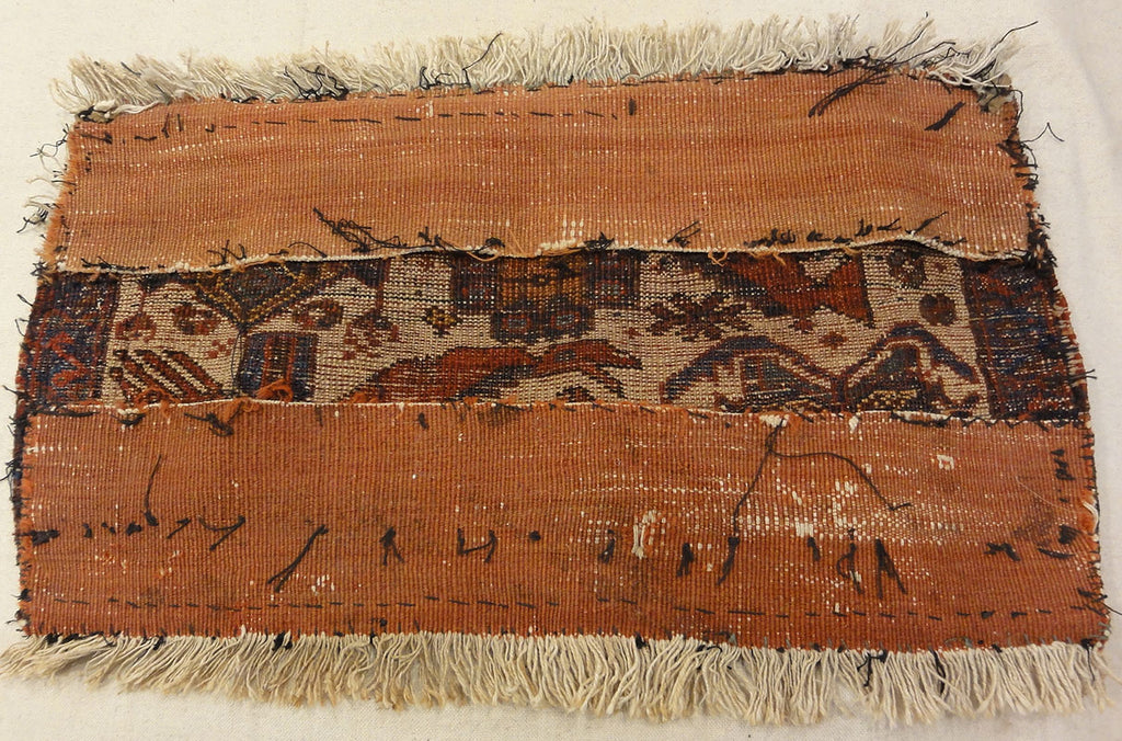 Antique Afshar Featuring Dragon and Phoenix Fight. A piece of antique woven carpet art sold by the Santa Barbara Design Center Rugs and More.