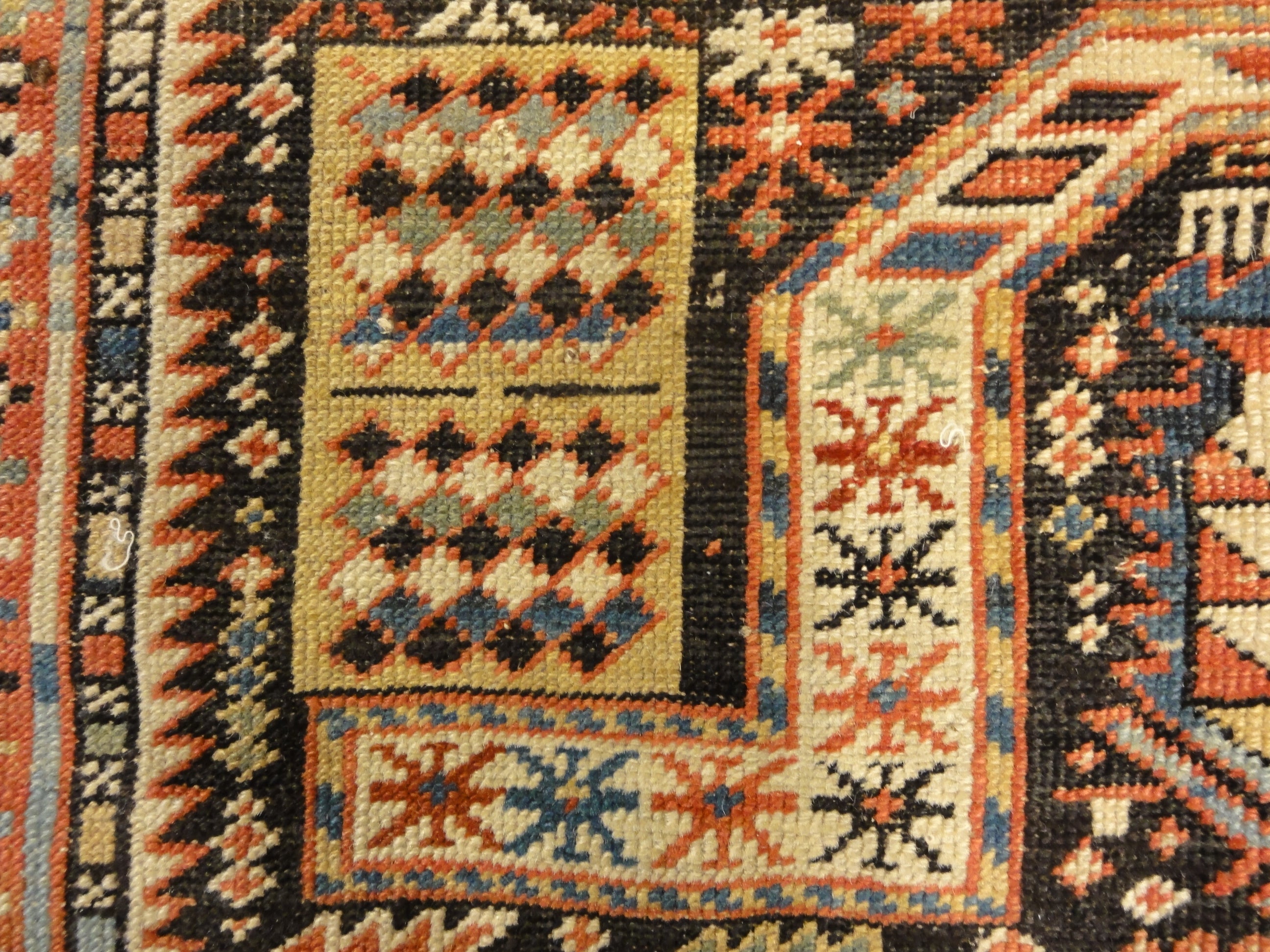 Rarest Antique Maraseli Shirvan Caucasian Prayer Rug. A piece of genuine woven carpet art sold by the Santa Barbara Design Center, Rugs and More.
