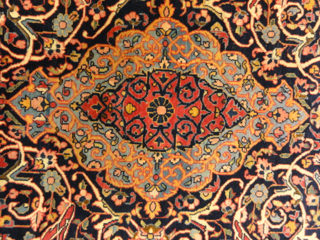 Antique Persian Kashan with Flower Medallion 30099