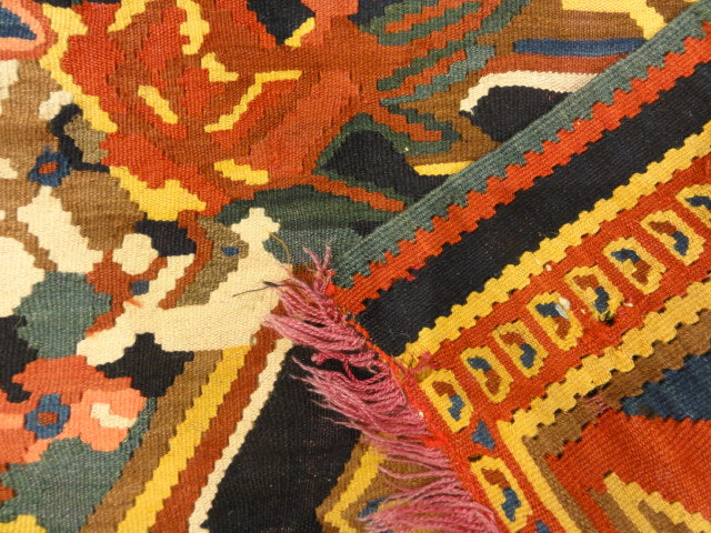 30087 Antique Persian Finest Silk Bijar Kelim with multiple color Silk Foundation