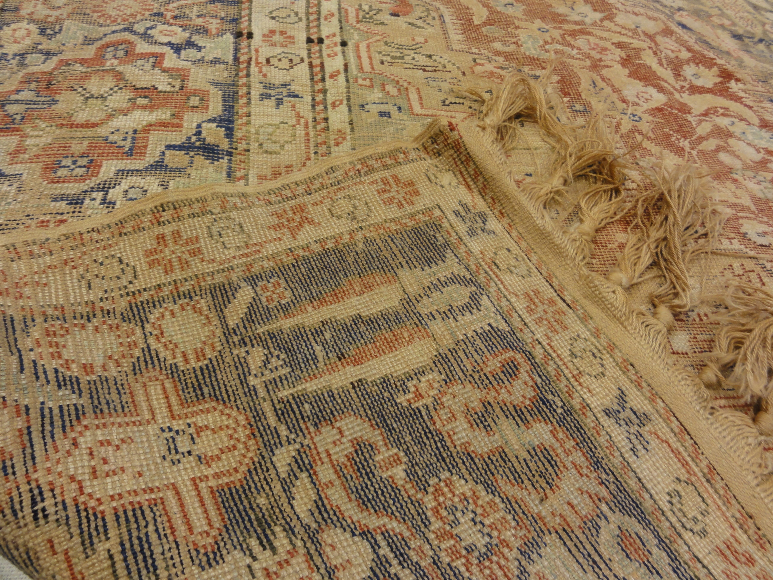 Antique Silk Turkish Kaysari Rug . A piece of genuine, woven carpet art sold by the Santa Barbara Design Center, Rugs and More.