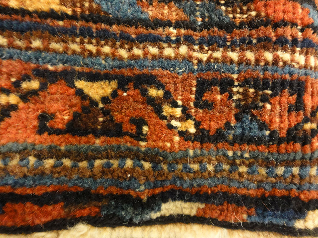 Antique Botteh Afshar Bagface. A piece of antique woven carpet art sold by Santa Barbara Design Center Rugs and More in Santa Barbara, California.