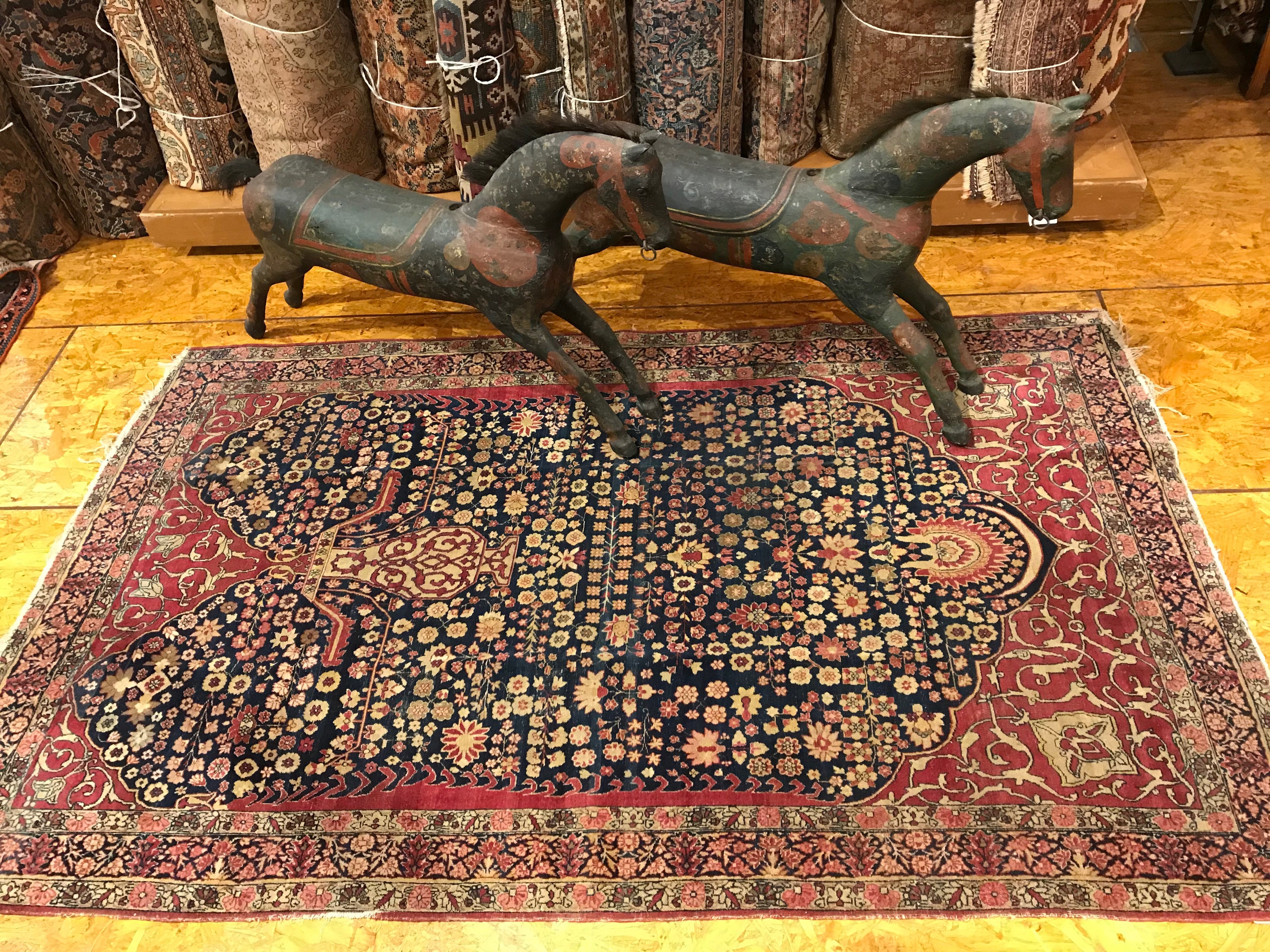 Antique Persian Kerman Ravar Rug- Millefleur