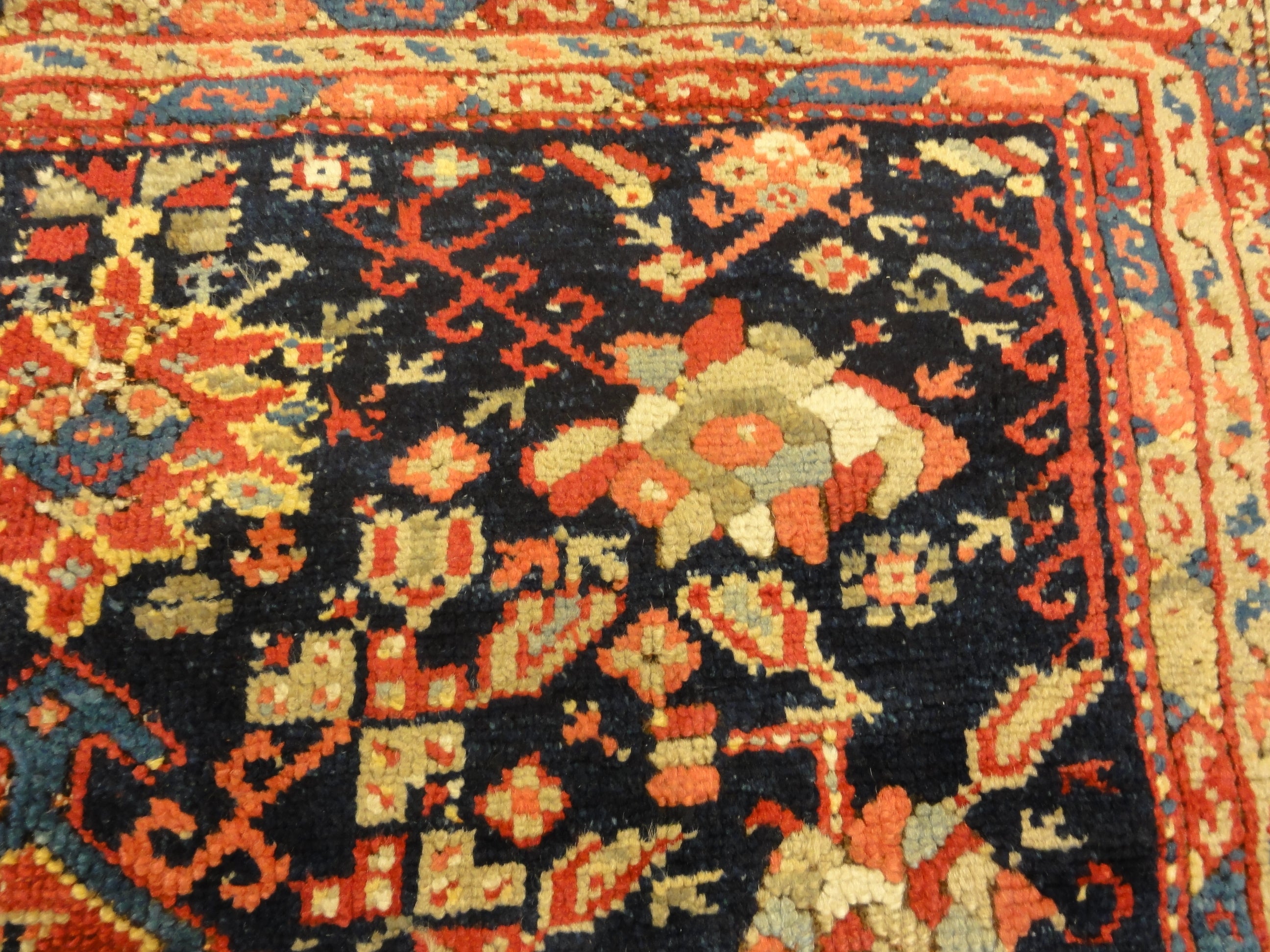 Rare Turkish Oushak Meditation Piece Circa 1800s. A very rare beautiful rug. Genuine woven carpet art sold by Santa Barbara Design Center, Rugs and More.