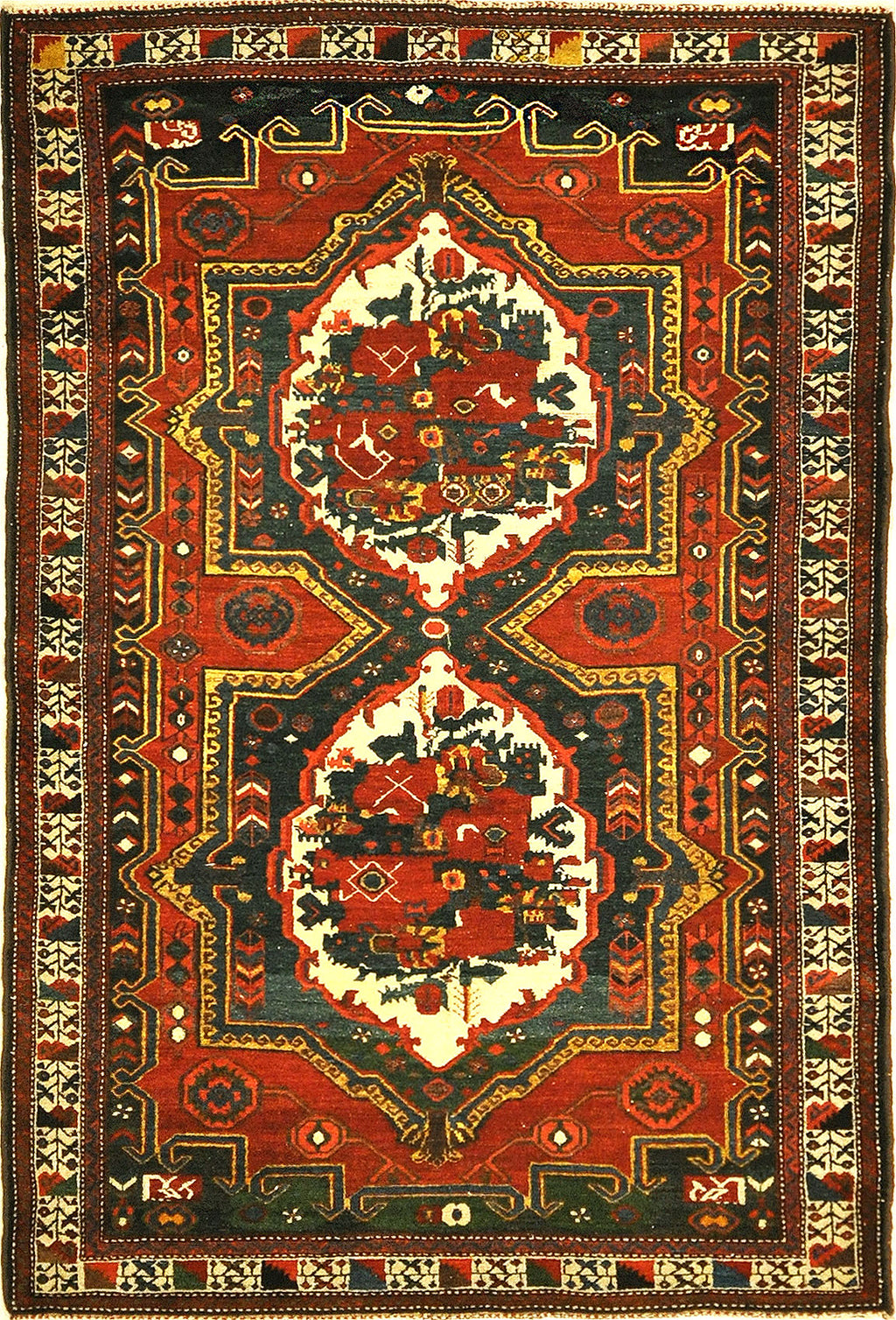 Antique Armenian Gole Farangi Rug A piece of woven antique carpet art sold by the Santa Barbara Design Center Rugs and More.