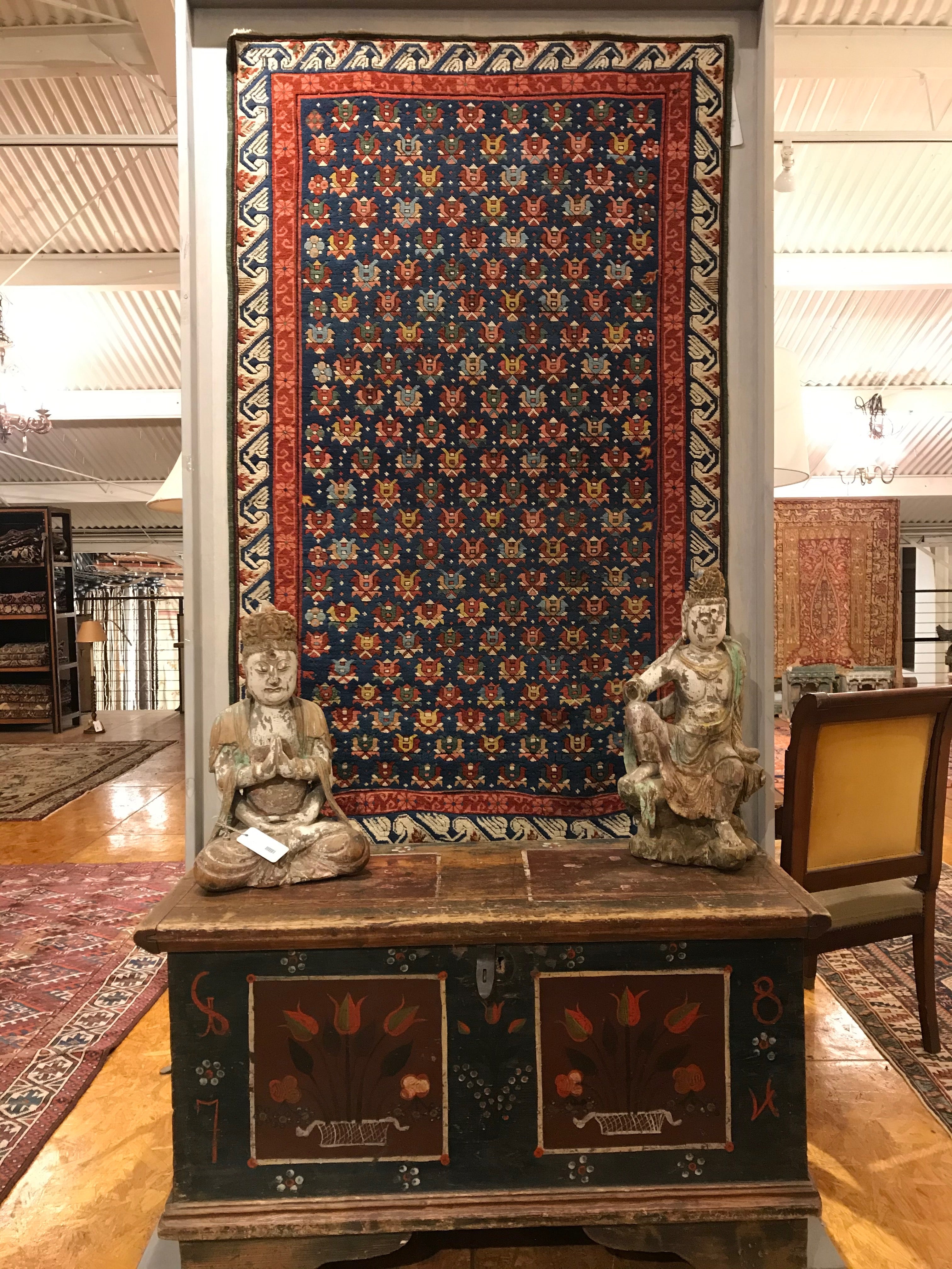 Rare Antique Cabbage Rose Seychour Rug