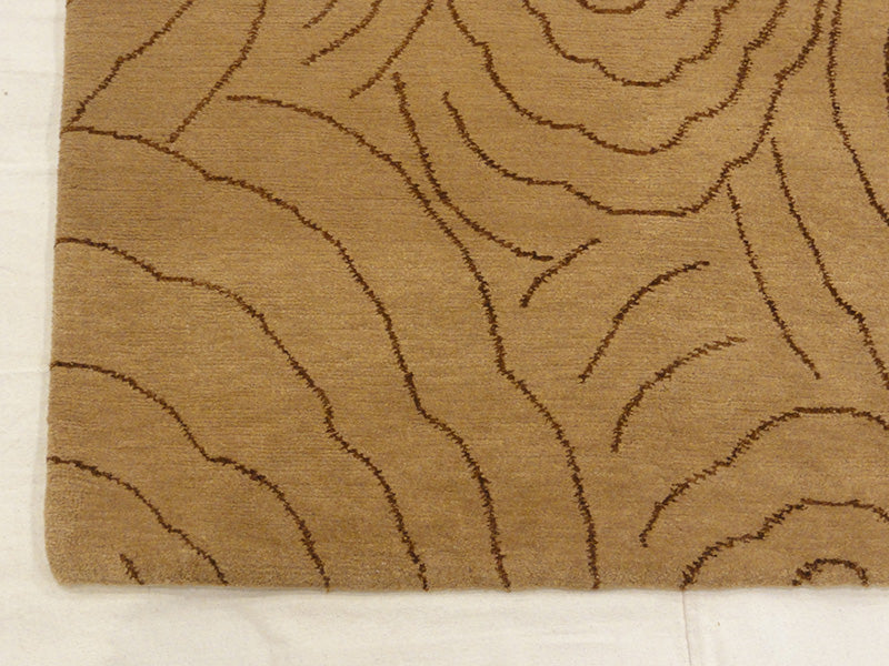 45235 Wool and Silk Brown Swirl Rug