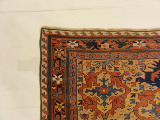 Rare Prototype Kurdish rug with dragons and mythical animals early 1700s 30028