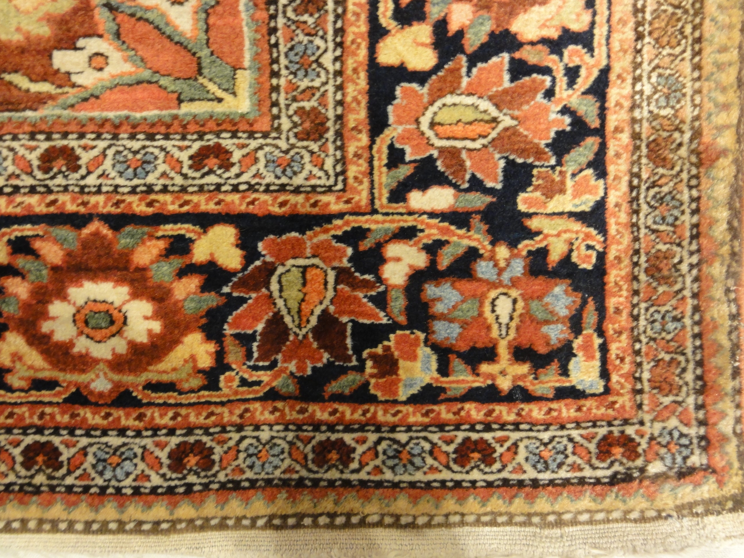 Rare Antique Fine Farahan Circa 1870. A piece of genuine authentic woven carpet art sold by the Santa Barbara Design Center, Rugs and More.