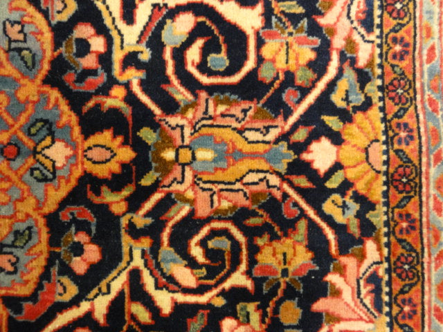 Antique Persian Kashan with Flower Medallion 30099