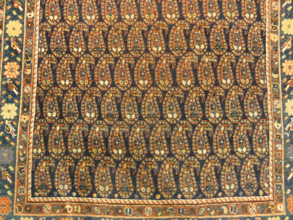 Antique Afshar Traditional Boteh Rug. A piece of genuine authentic antique woven carpet art sold by Santa Barbara Design Center, Rugs and More.