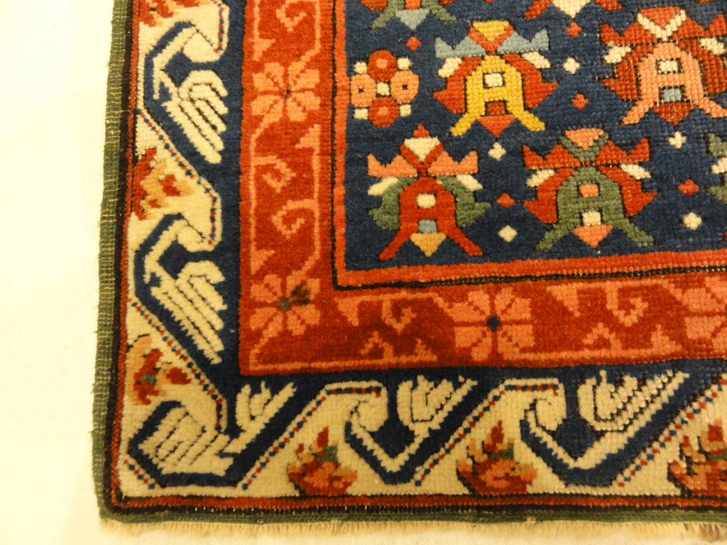 Rare Antique Cabbage Rose Seychour Rug ca. 1850's 30653