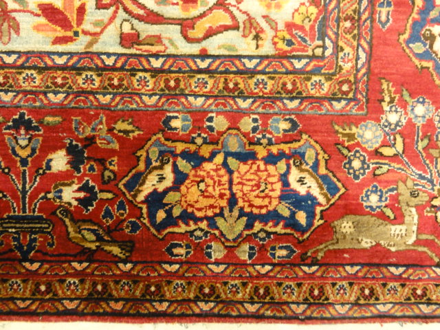 Fine Antique Silk Persian Kashan Tree of Life Rug 30103