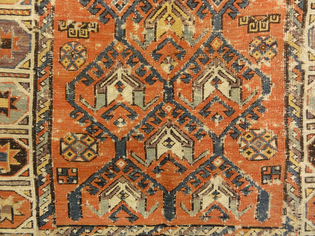 Antique Rare Size and Design Soumak Rug. A piece of genuine antique woven carpet art sold by the Santa Barbara Design Center, Rugs and More.